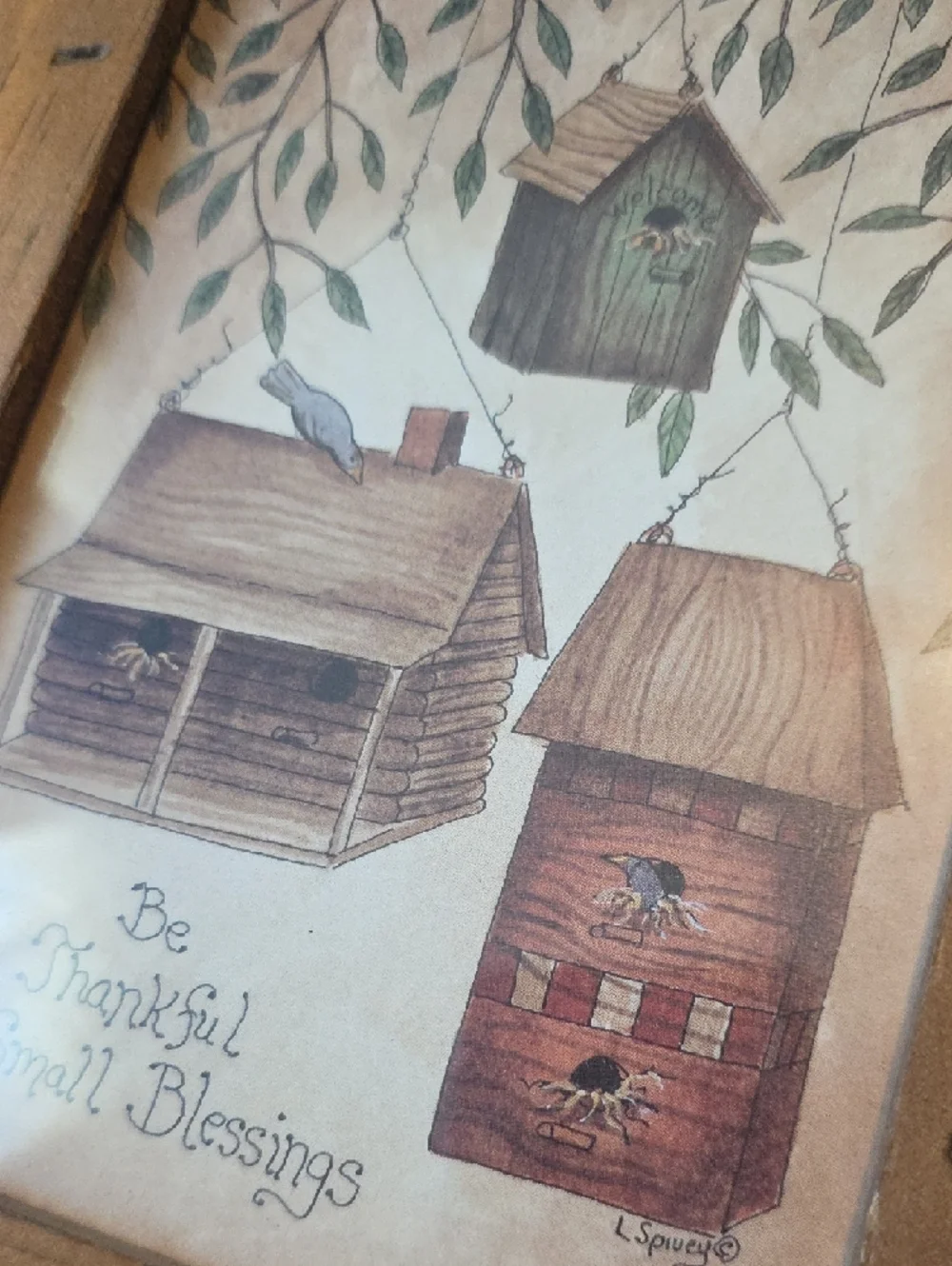 Linda Spivey Rustic Brown Wooden Picture Frame with Birdhouse Art